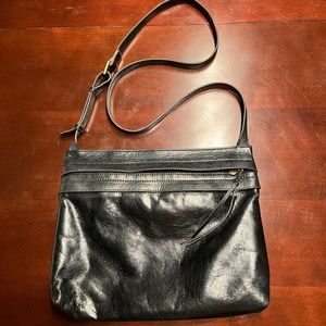 HOBO Black Glazed Leather Crossbody Bag